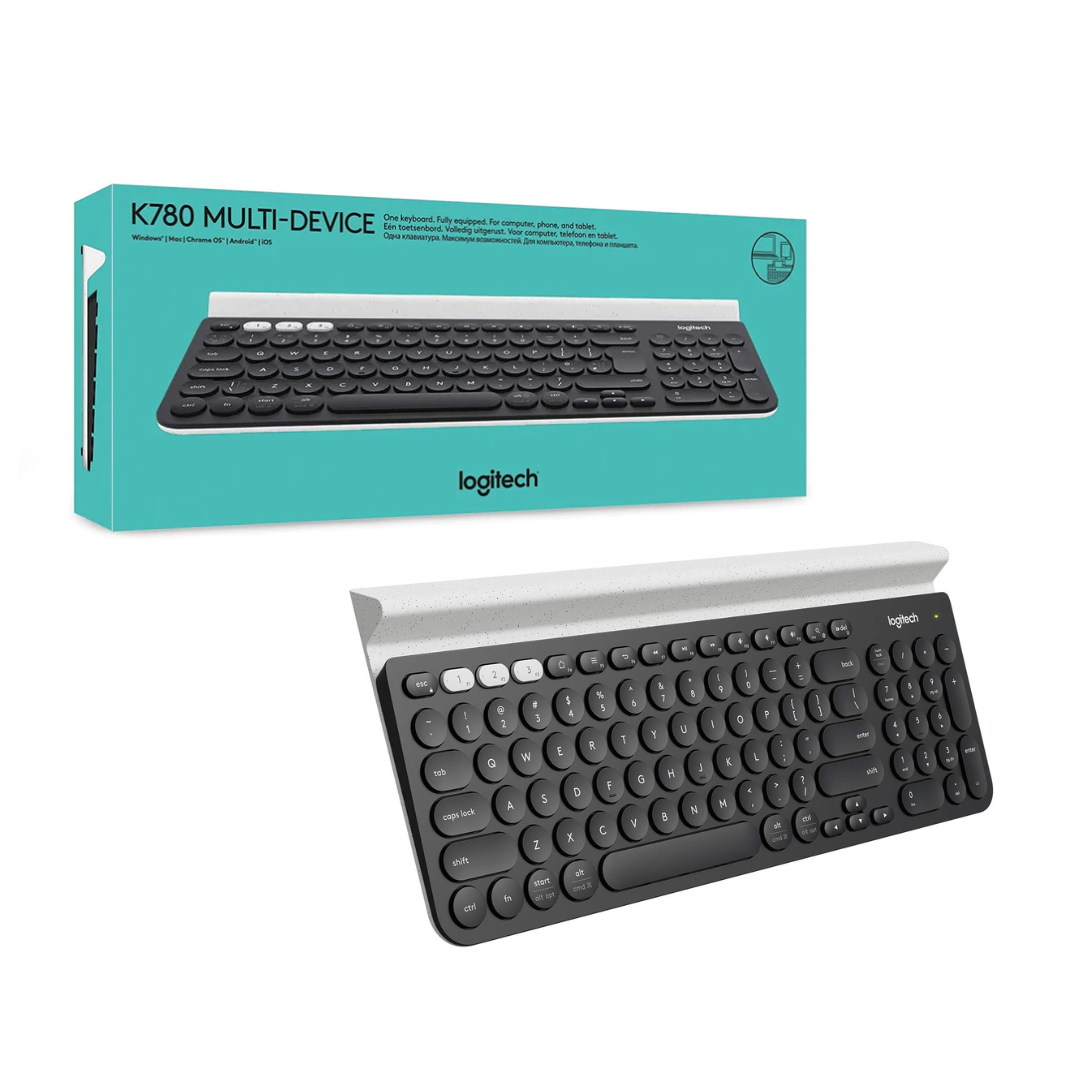 كيبورد Logitech K780 كامل الحجم وضع مزدوج لاسلكي رمادي - 1