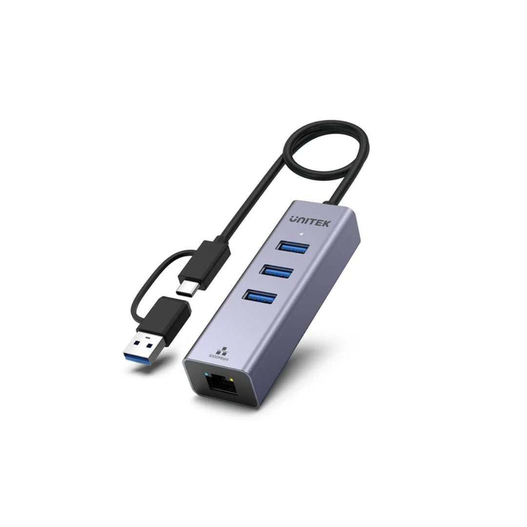 محول UNITEK Y-3088B USB-C إلى Ethernet 4-in-1 رمادي - 1