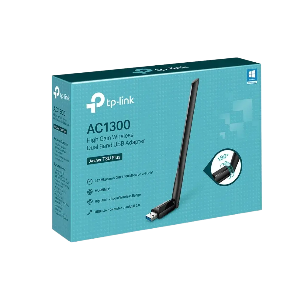 محول USB TP-Link Archer T3U Plus AC1300 WiFi إلى USB-A - 1
