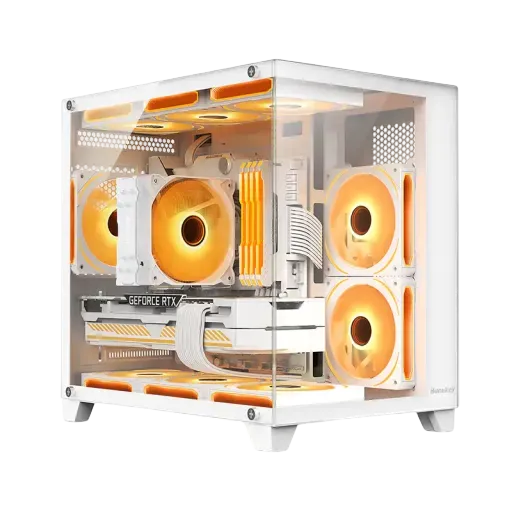 Huntkey Storm Micro-ATX Case White ARGB 3 Fan - 1