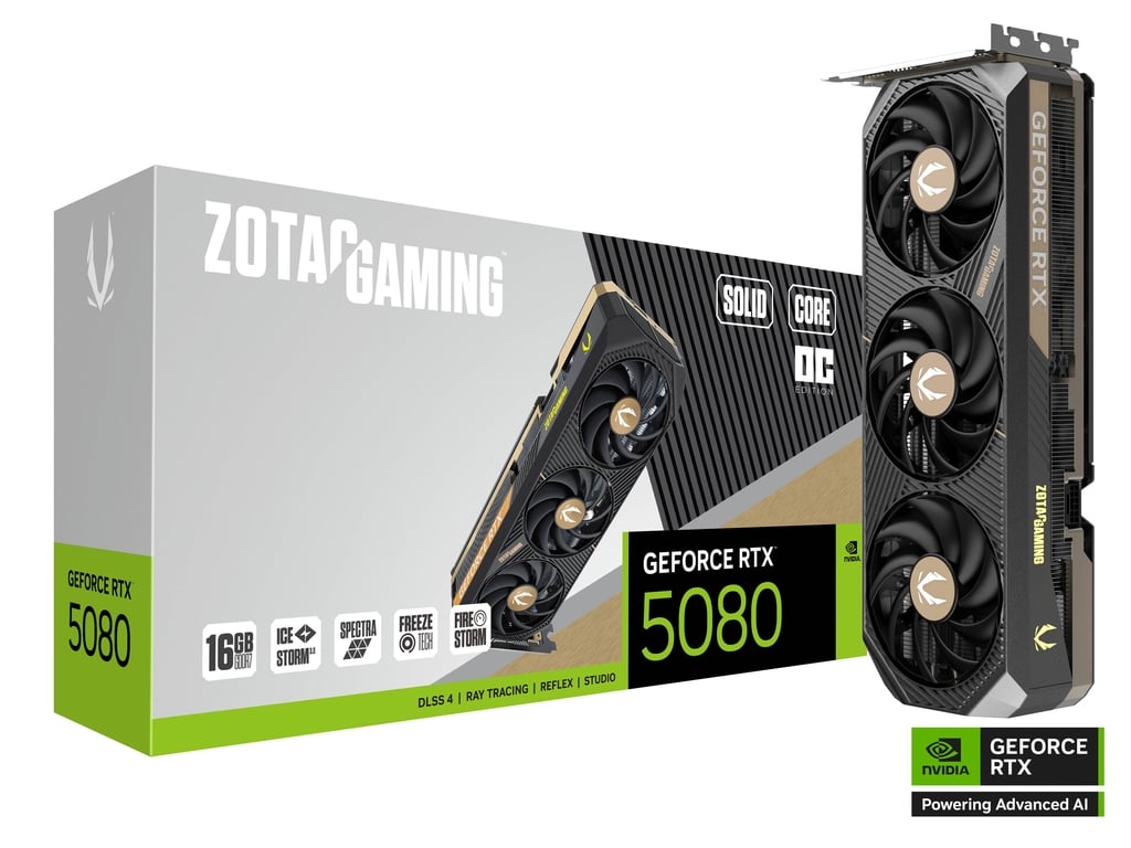 ZOTAC Gaming GeForce RTX 5080 16GB GDDR7 Solid Core OC Edition - 1