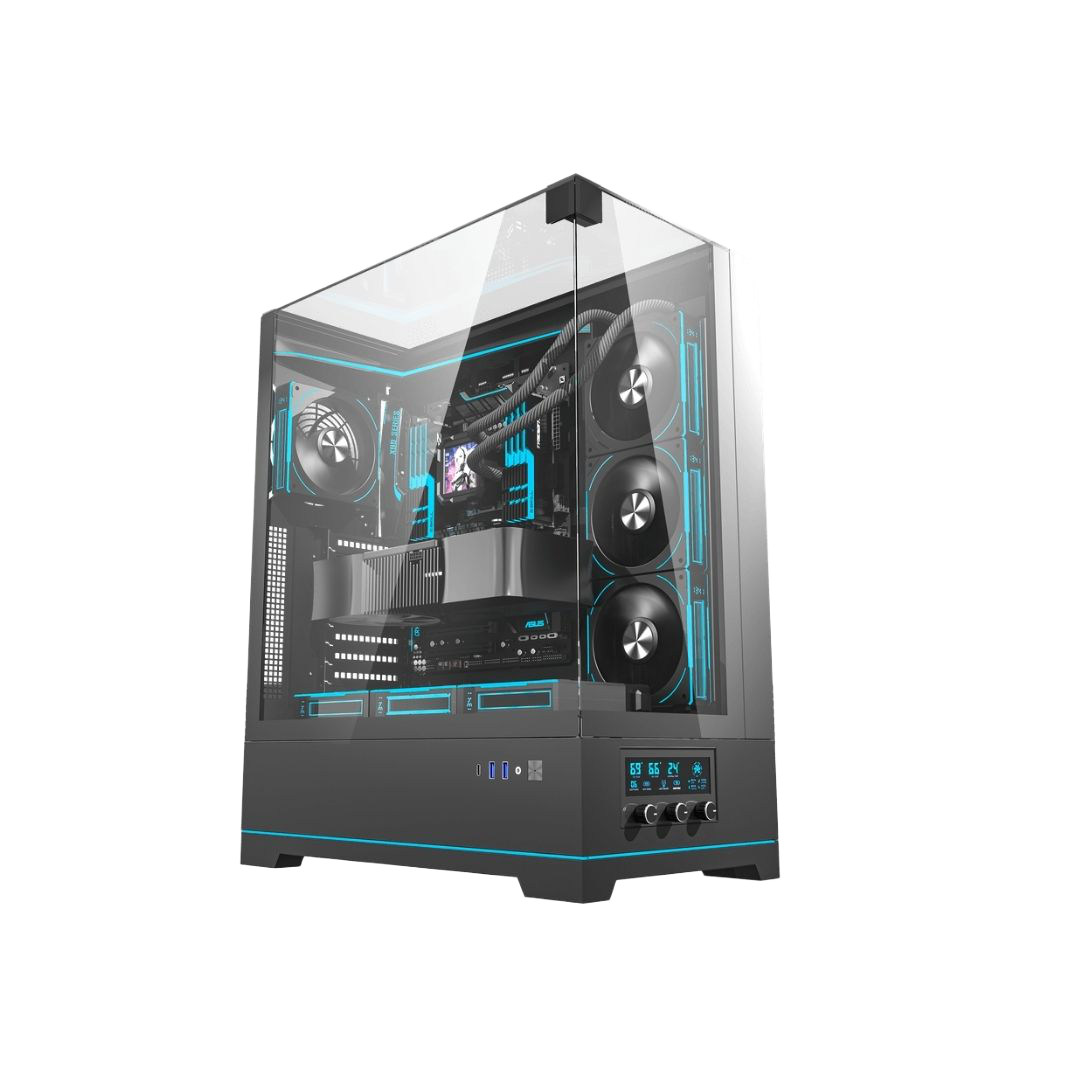 DarkFlash DY450L Pro Mid-Tower ATX Case Black Tempered Glass - 1