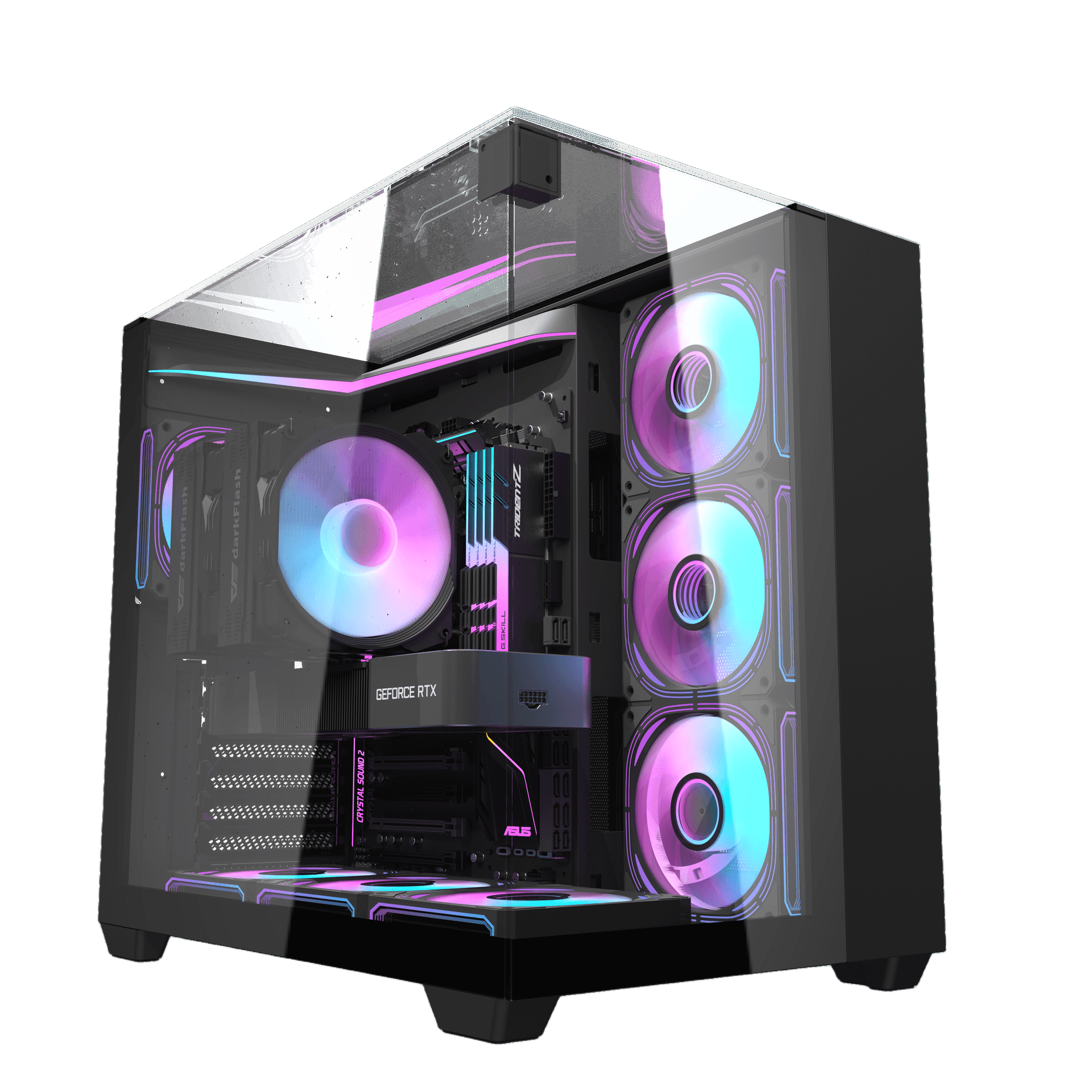 DarkFlash TH285 Mid-Tower ATX Case Black Tempered Glass - 1
