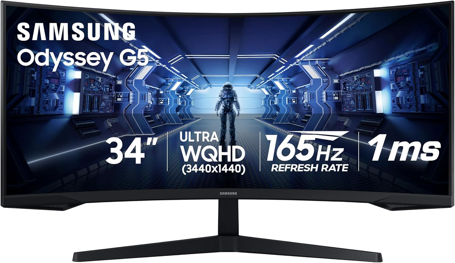 Samsung Odyssey G5 34" UWQHD 165Hz VA Curved Gaming Monitor - 1