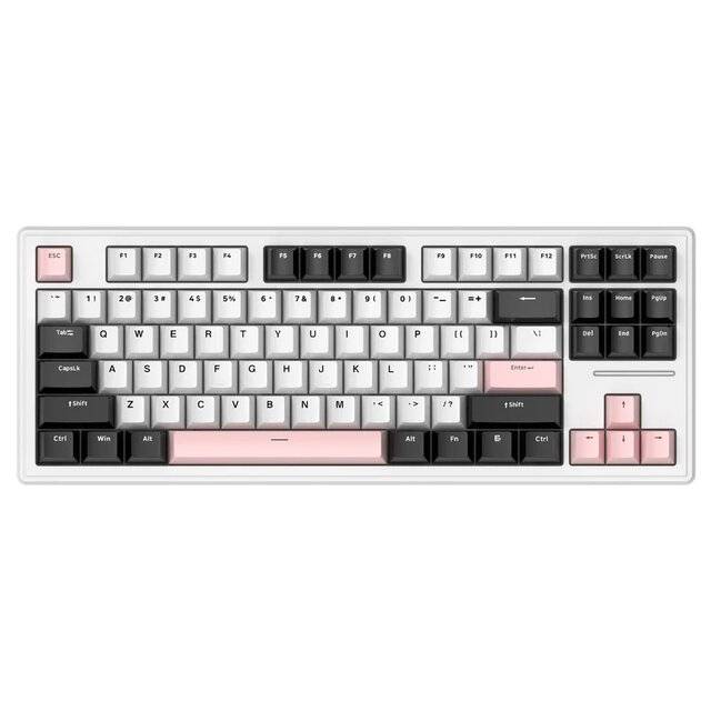 Attack Shark M87 75% Mechanical Keyboard Hot-Swappable RGB Dual-Mode Pink-White - 1
