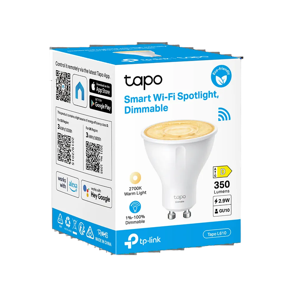 TP-Link Tapo L610 Smart Wi-Fi Dimmable Spotlight 350 Lumens GU10 - 1