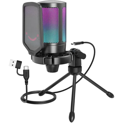 مايك Fifine AmpliGame A6 RGB USB كاردويد أسود - 1