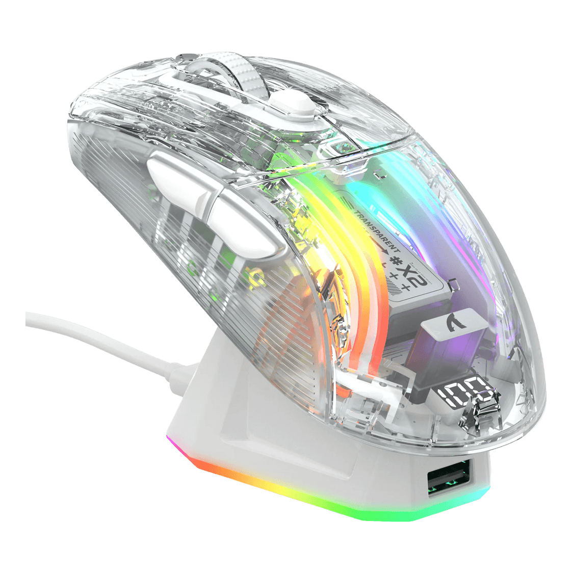 ماوس Attack Shark X2 Pro 4000 DPI لاسلكي شفاف - 1