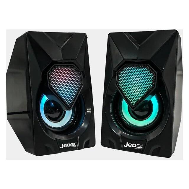 سبيكر Jedel S502 Mini ستيريو 2.0 4W 3.5mm RGB أسود - 1