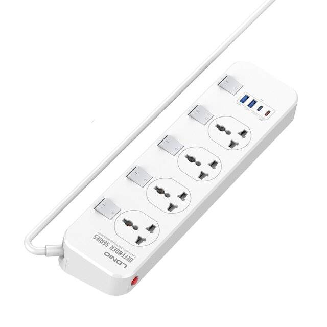 اكسسوار LDNIO SC4408C 2500W باور ستريب بـ 4 منافذ AC و 2 USB-C و 2 USB-A - 1