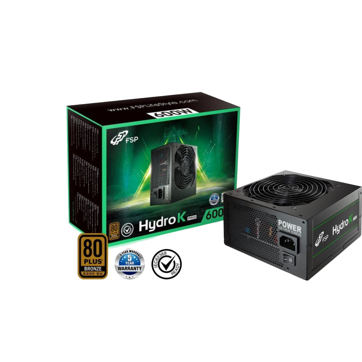 FSP Hydro K PRO 600W 80 Plus Bronze ATX Power Supply - 1