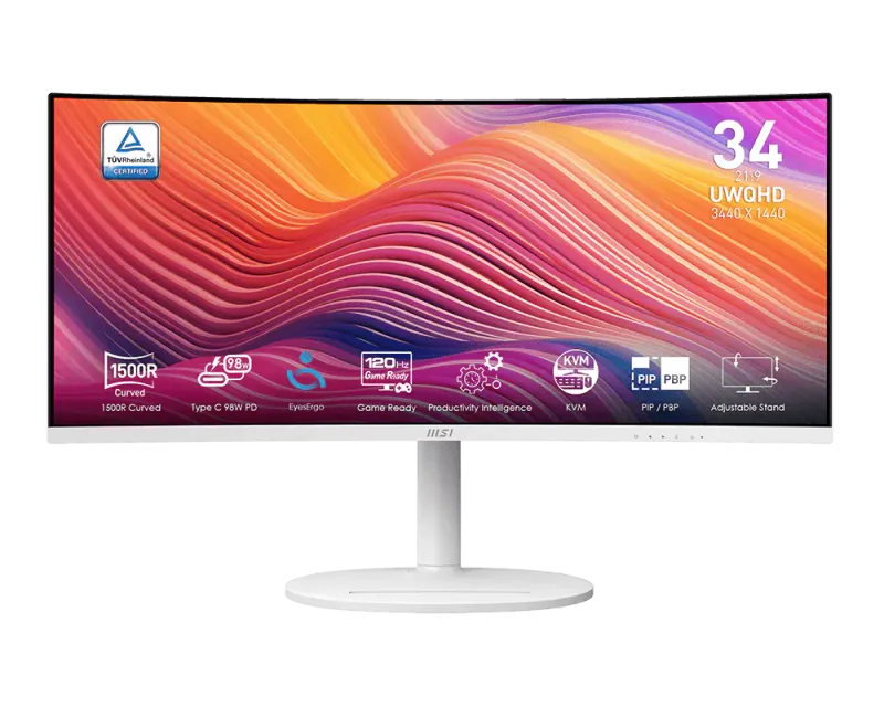 MSI Modern 34″ 3440x1440 120Hz VA Monitor White - 1