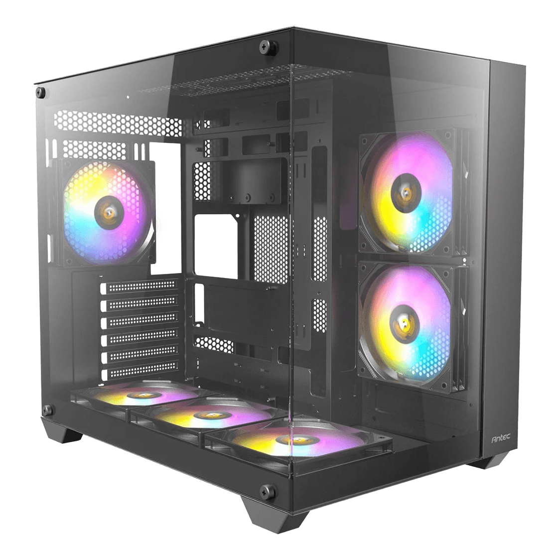 كيس Antec Elite Mid-Tower ATX أبيض زجاجي مقوى RGB - 1