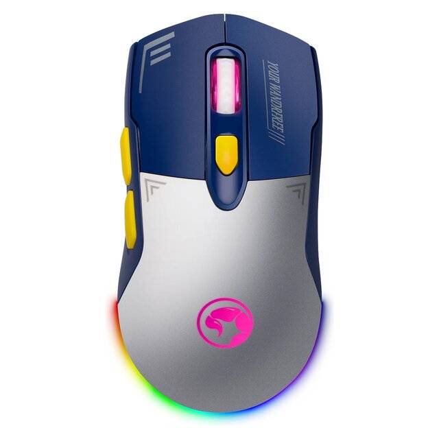 Marvo M803W Gaming Mouse 4800 DPI Dual-Mode RGB White & Blue - 1