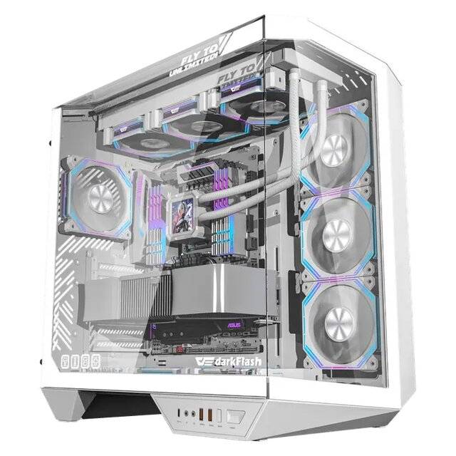 كيس DarkFlash DY470 Full Tower ATX زجاج مقوى أبيض RGB - 1