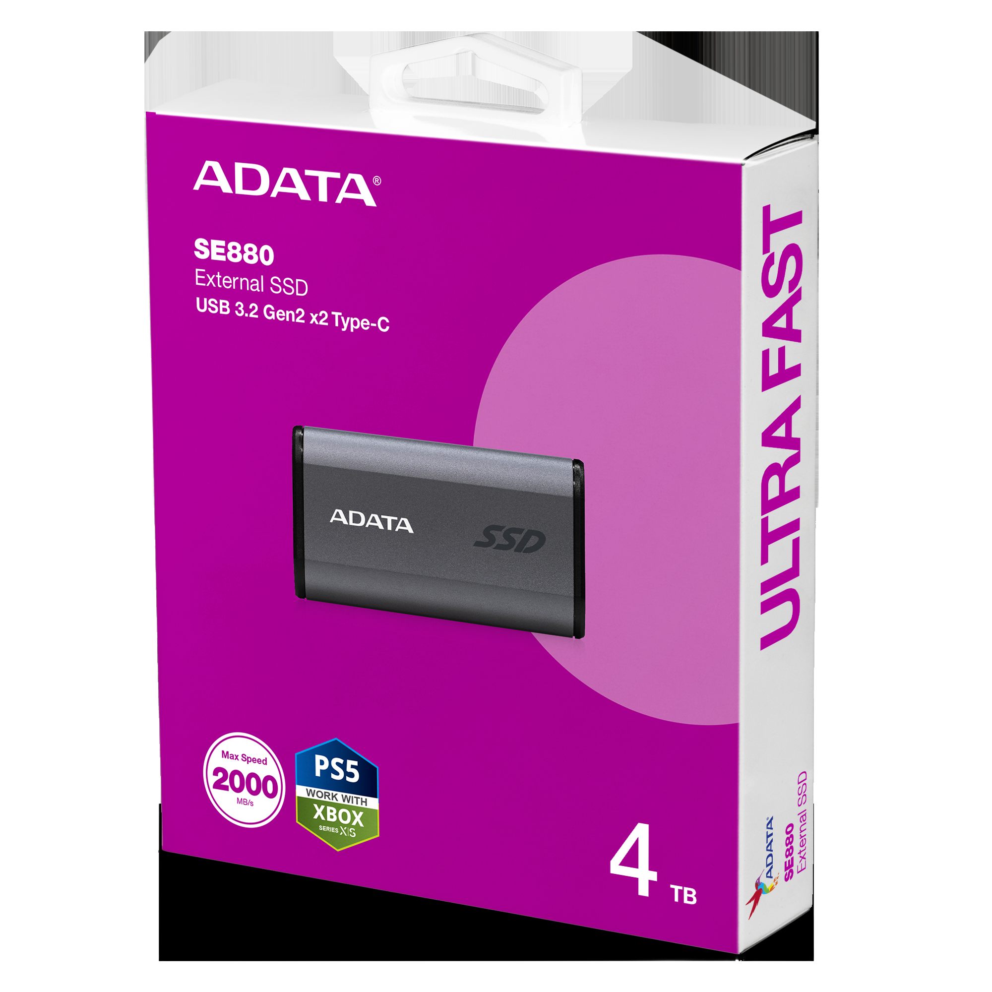 SSD ADATA SE880 4TB USB-C USB 3.2 Gen2x2 قرص تخزين خارجي - 1