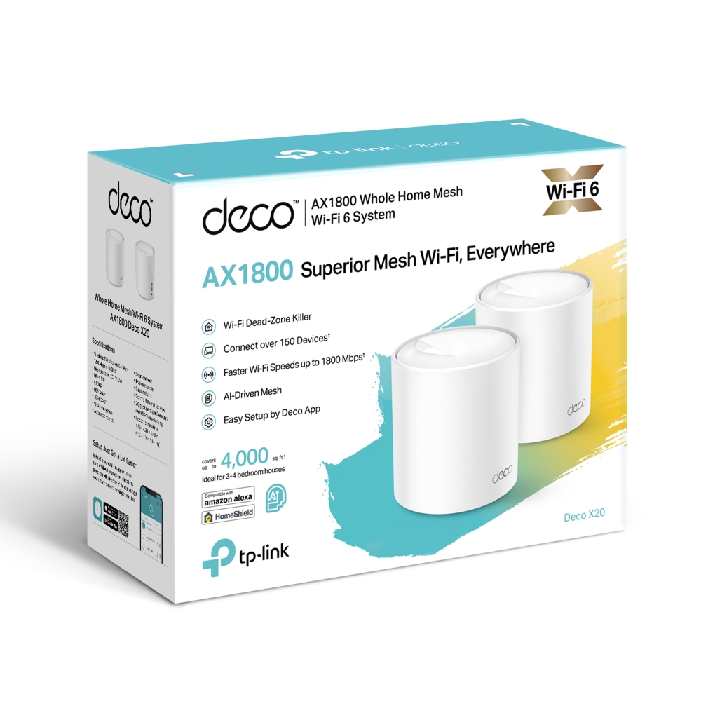 TP-Link Deco X20 AX1800 Whole Home Mesh Wi-Fi 6 System (2-Pack) - 1