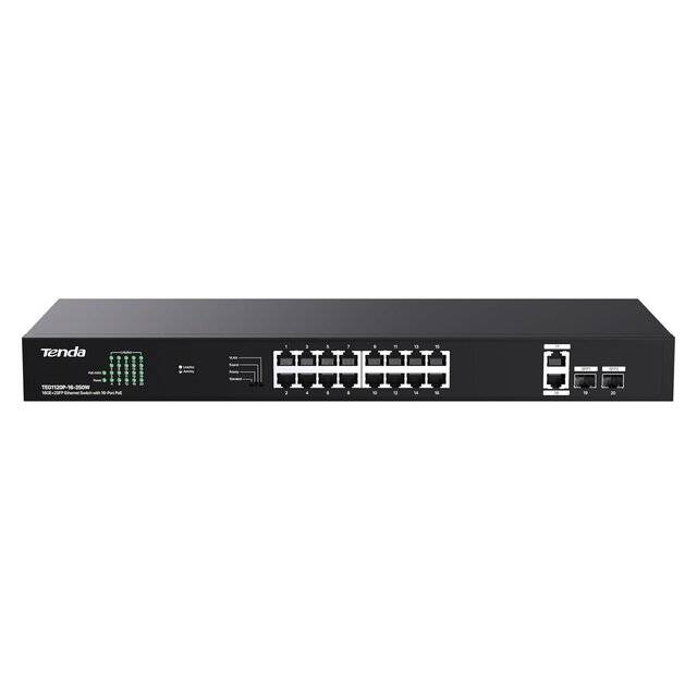 سويتش Tenda TEG1120P-16-250W 18-Port Gigabit 16x PoE + 2x SFP - 1