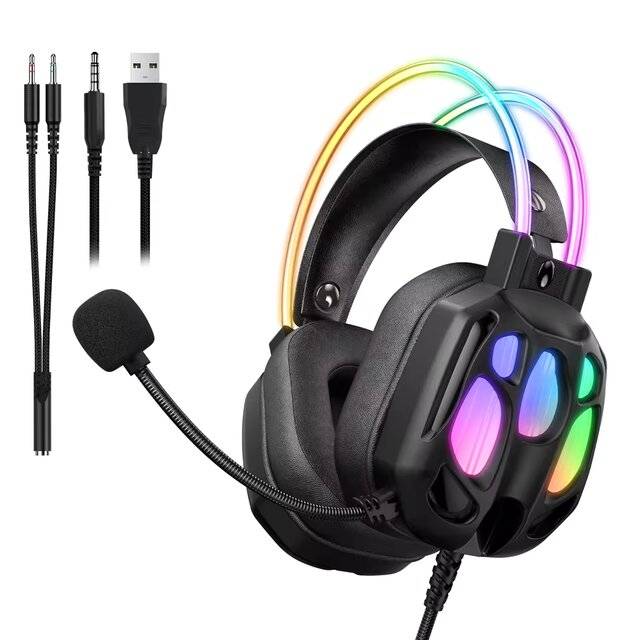 سماعات Onikuma X89 RGB سلكية 3.5mm مع ميكروفون دوار أسود - 1