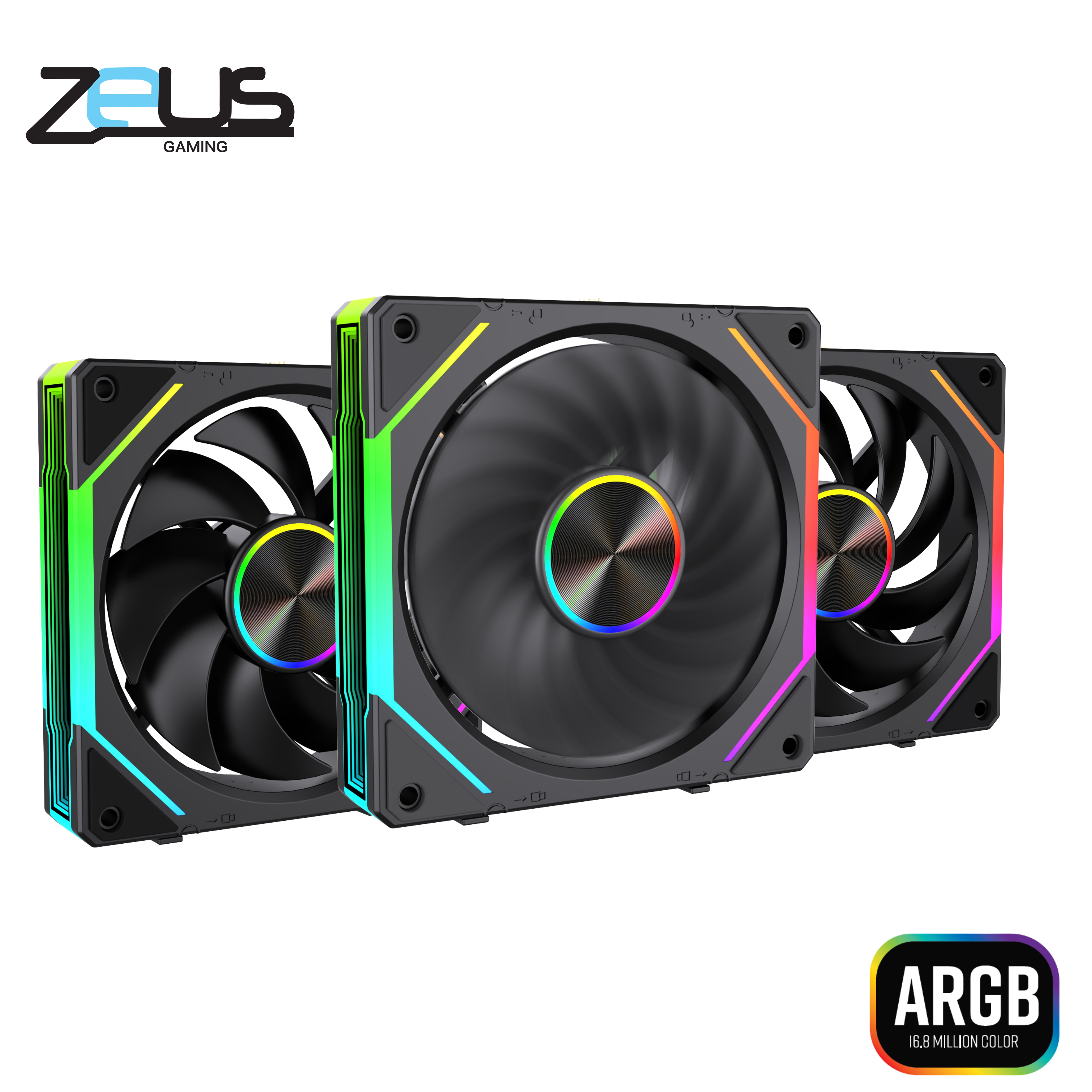مبرد Zeus ZF-120 120mm Air ARGB أسود - 1