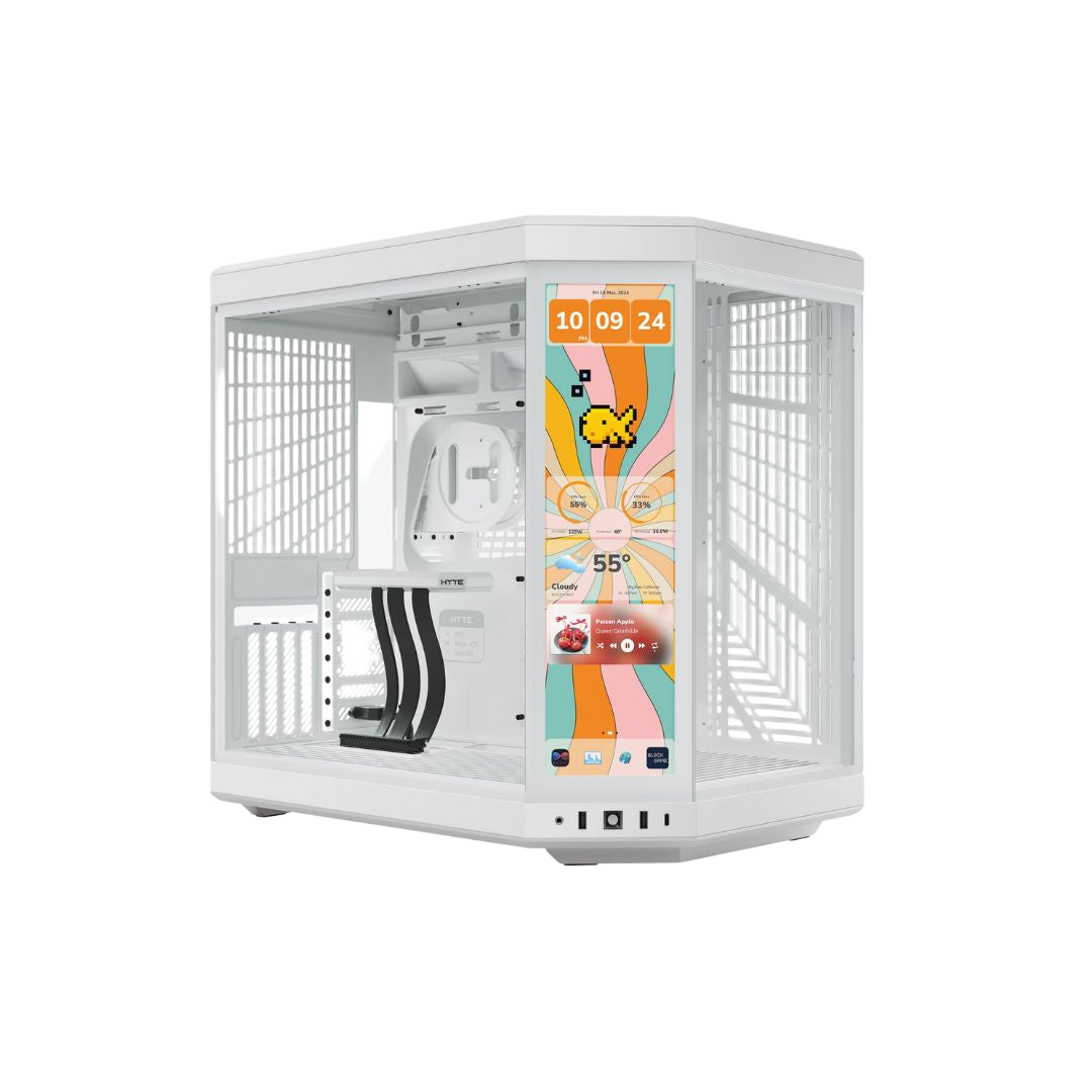 HYTE Y70 Touch Mid-Tower ATX Case Snow White with Integrated Display - 1