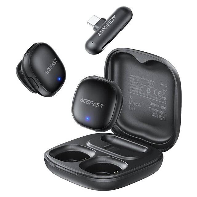 مايك AceFast R1 Dual Wireless Lavalier Omnidirectional Black - 1