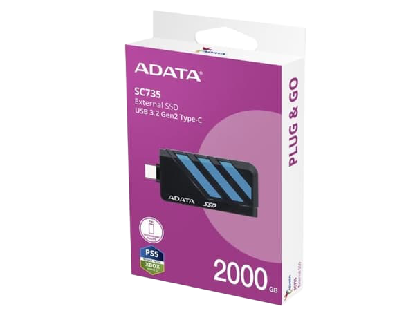 ADATA SC735 2TB USB-C Portable External SSD Blue - 1